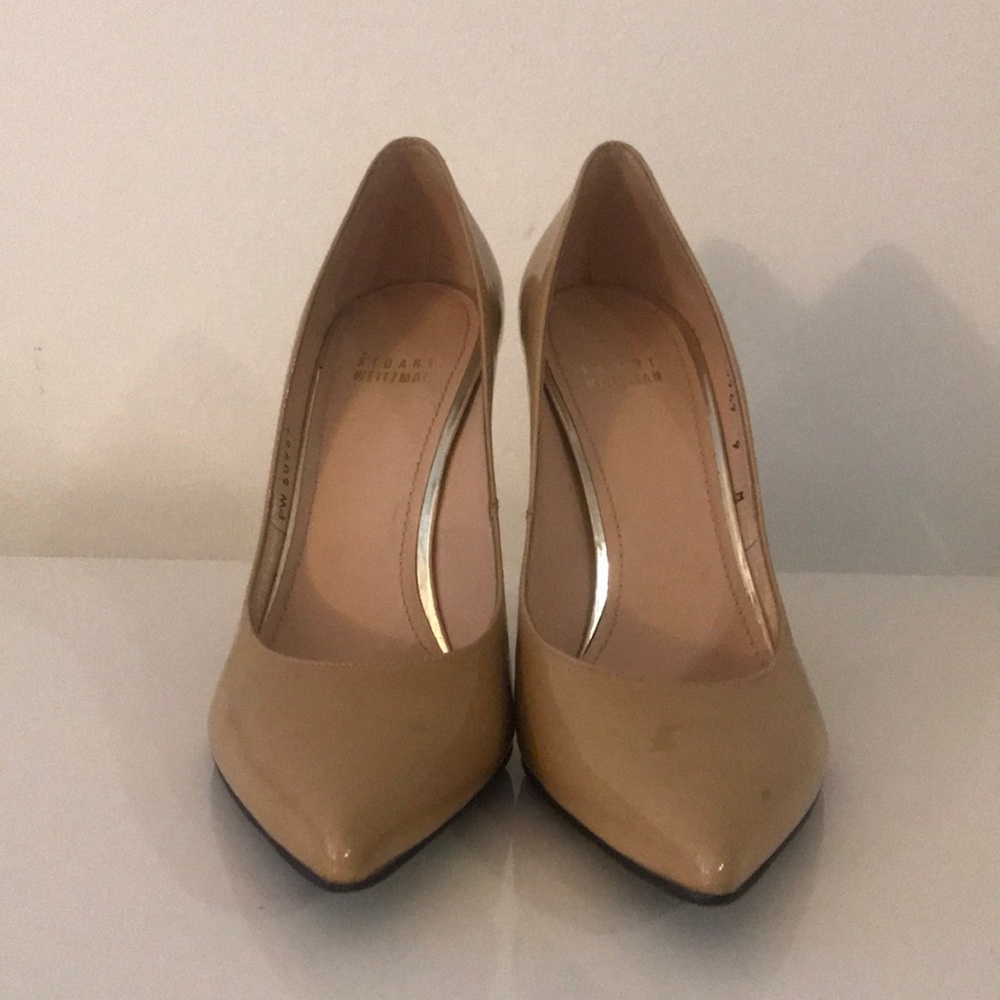 Stuart Weitzman  nude patent pumps